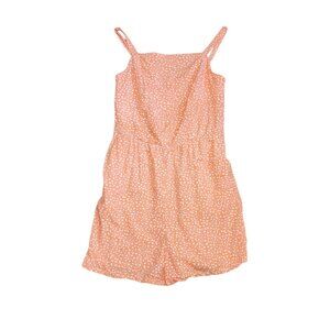 Old Navy Romper Size S Small Peach Pink Orange Floral Sleeveless Smocked